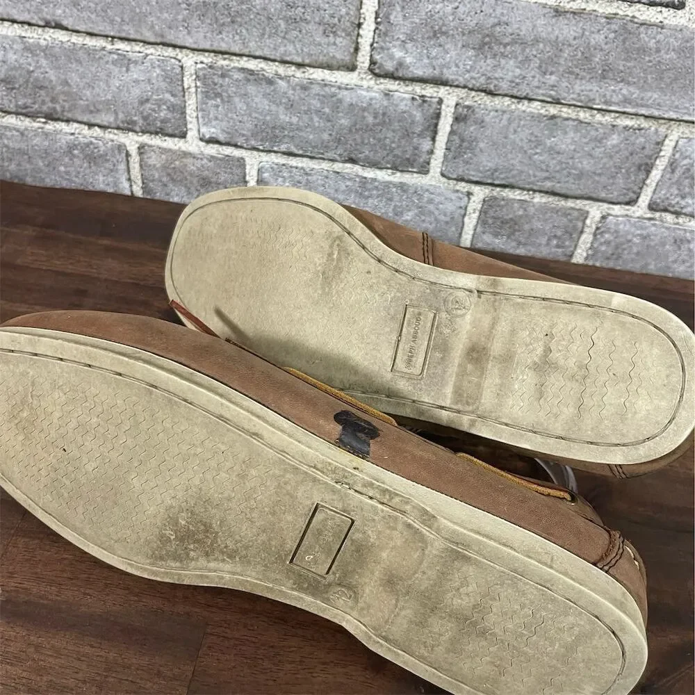 Joseph Abboud Men's Brown Leather Boat Shoes Size 12 Casual Lace Up